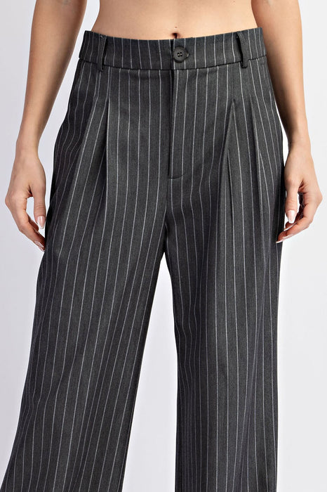 Pinstriped Straight Leg Pants - Gray