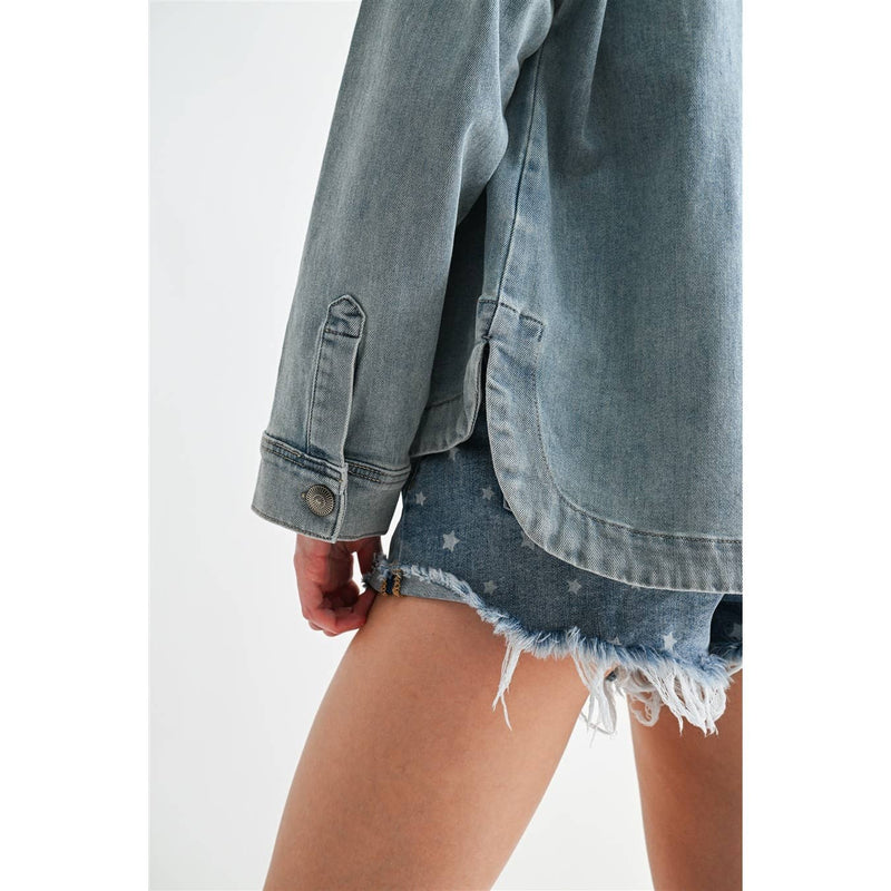 Washed Denim Shacket - Oxypetalum