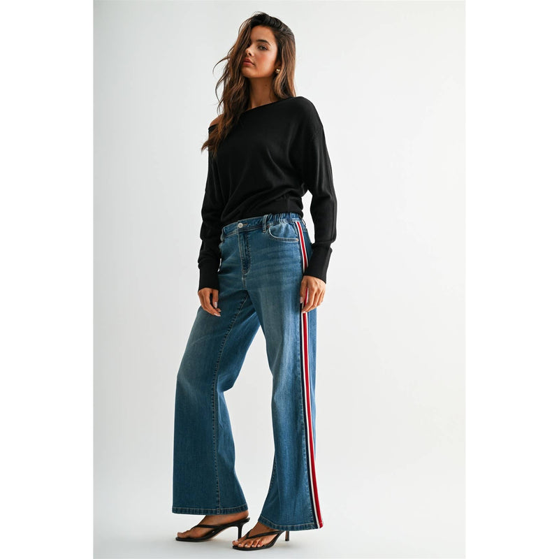 Mica Denim • High Rise Wide Joggers - Dusty Gumbo