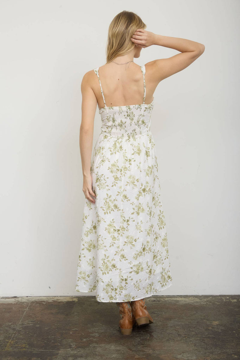 Floral Midi Dress - Olive