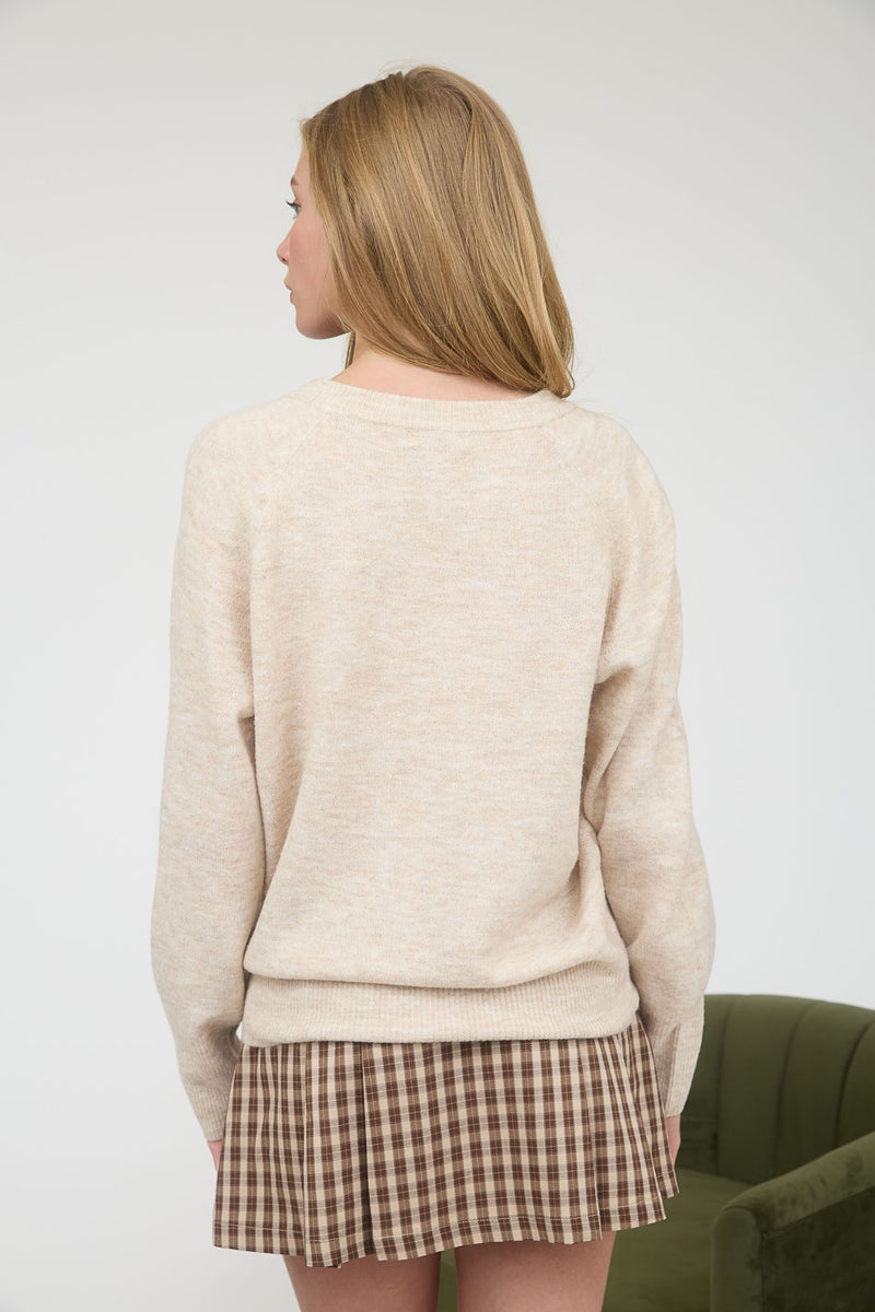 V Neck Sweater - Oatmeal