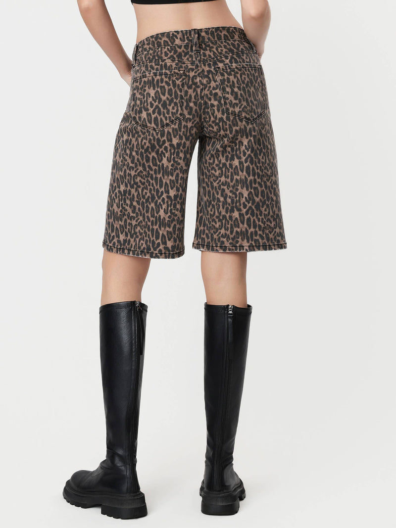 High Rise Jorts - Leopard Print