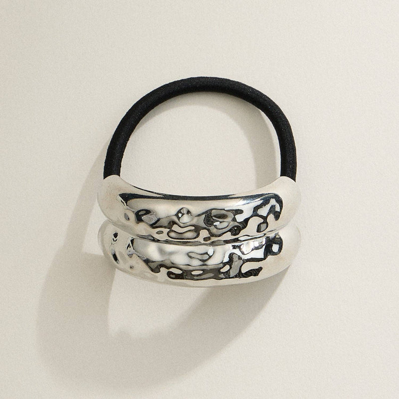 Metallic Hammered Har Tie - Silver