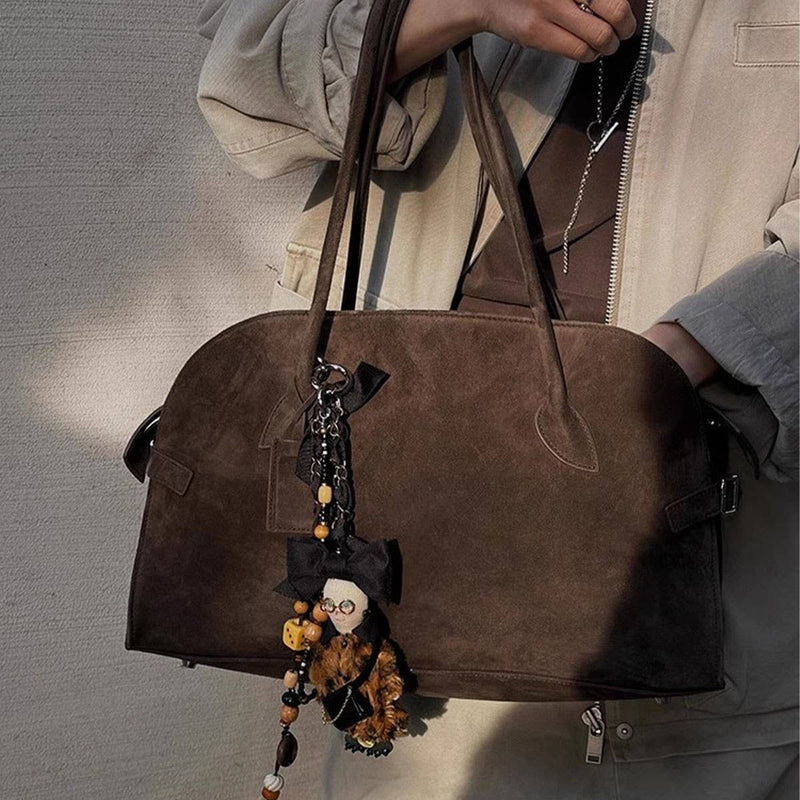 Brown Suede Tote Bag Vintage Shoulder Crossbody Bag