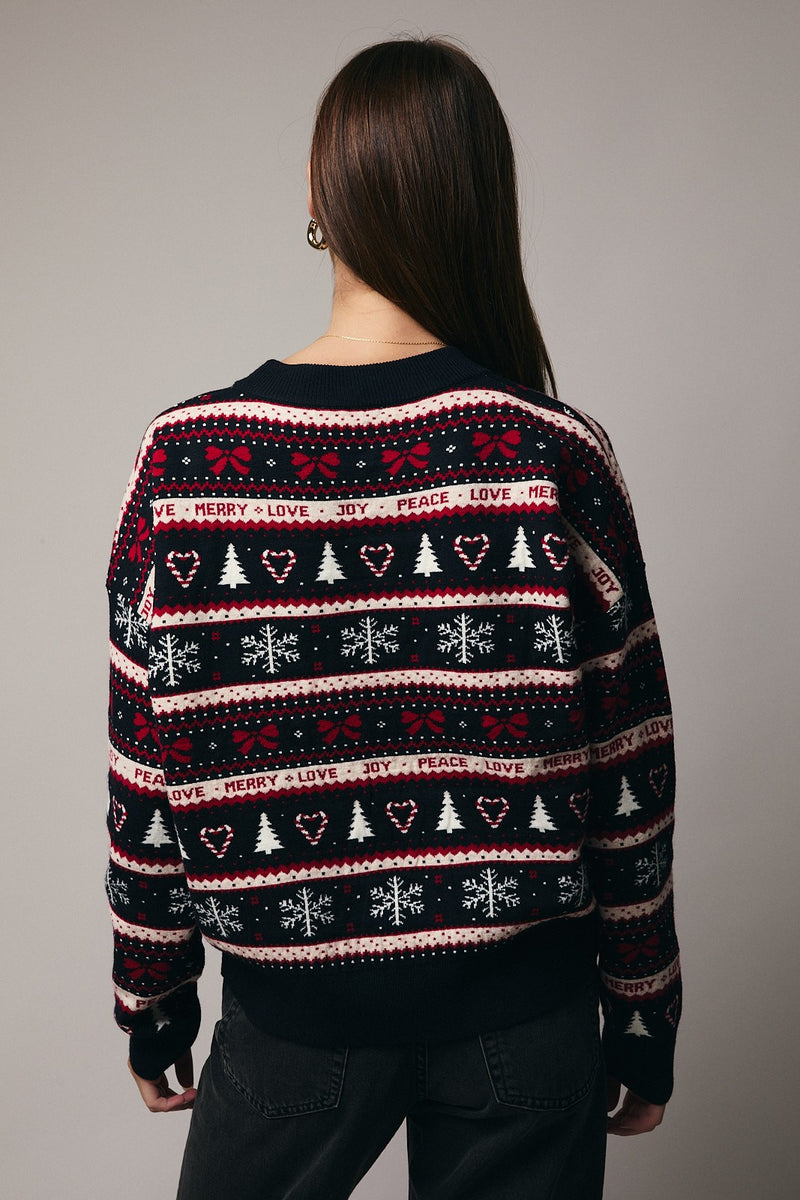Christmas Graphic Sweater - Navy
