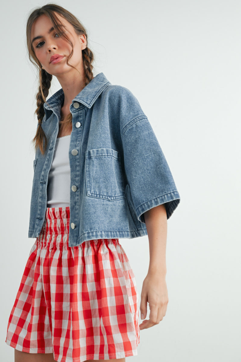 Short Sleeve Denim Button Up