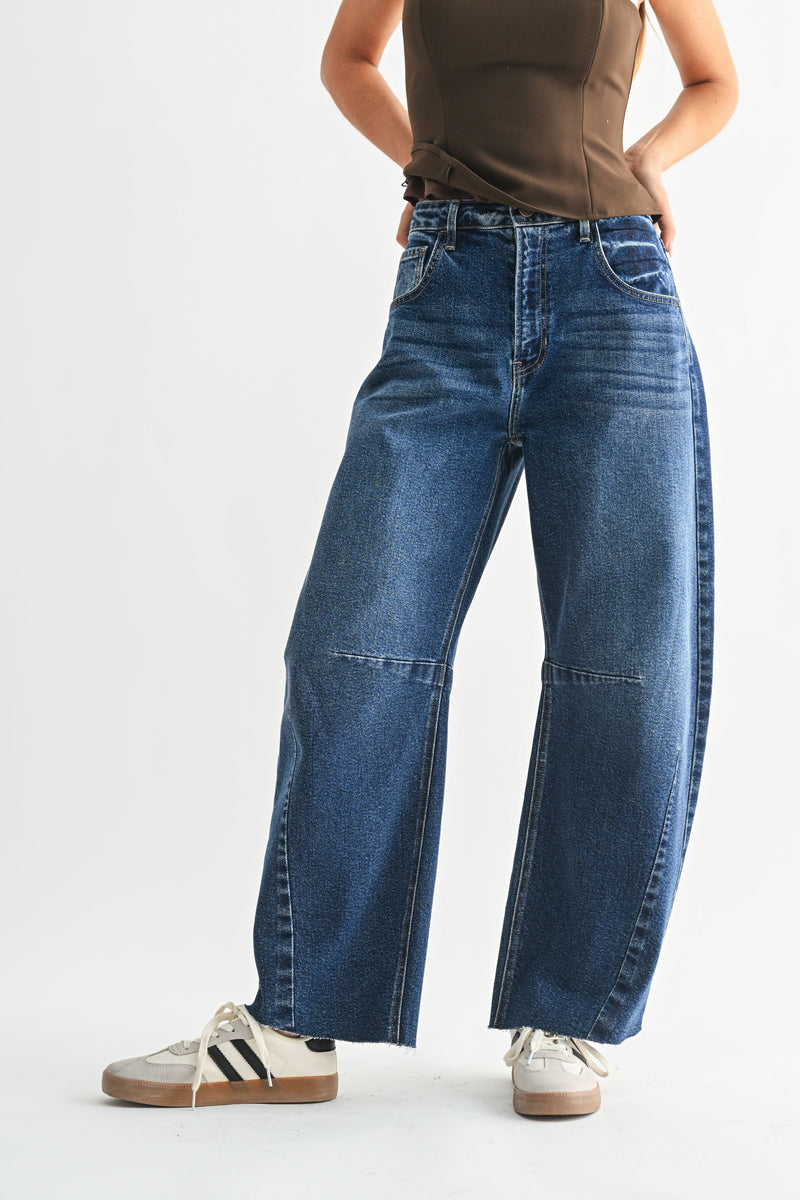 Just Black Denim • Barrel Jean With Seams - Dark Denim
