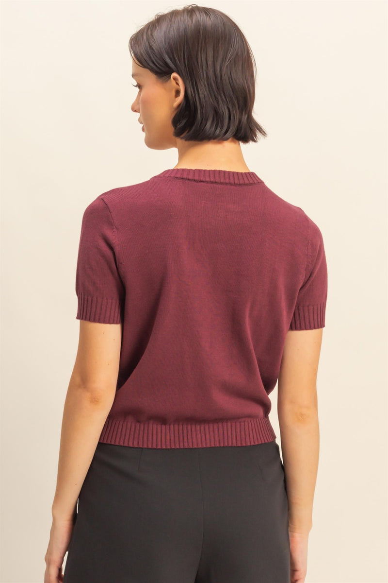 Cardigan Sweater - Dark Cherry