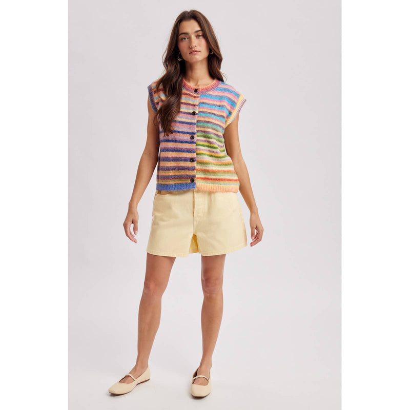 Rainbow Stripe Sweater Vest - Sky/Purple