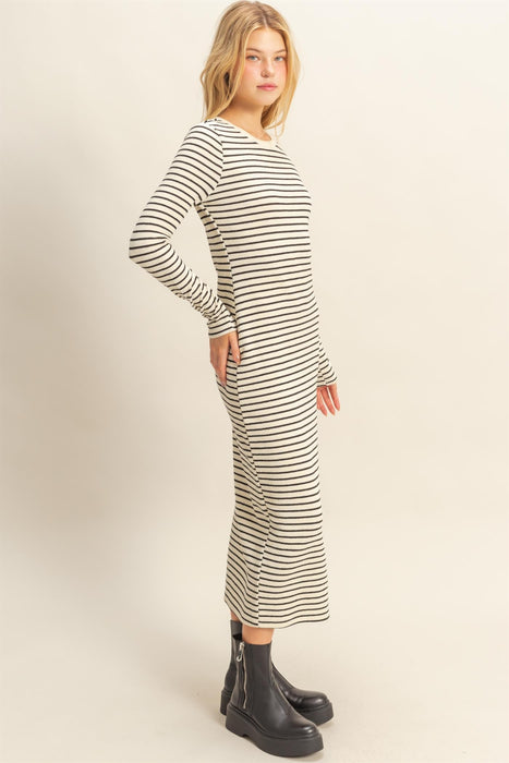 Striped Midi Dress - Cream
