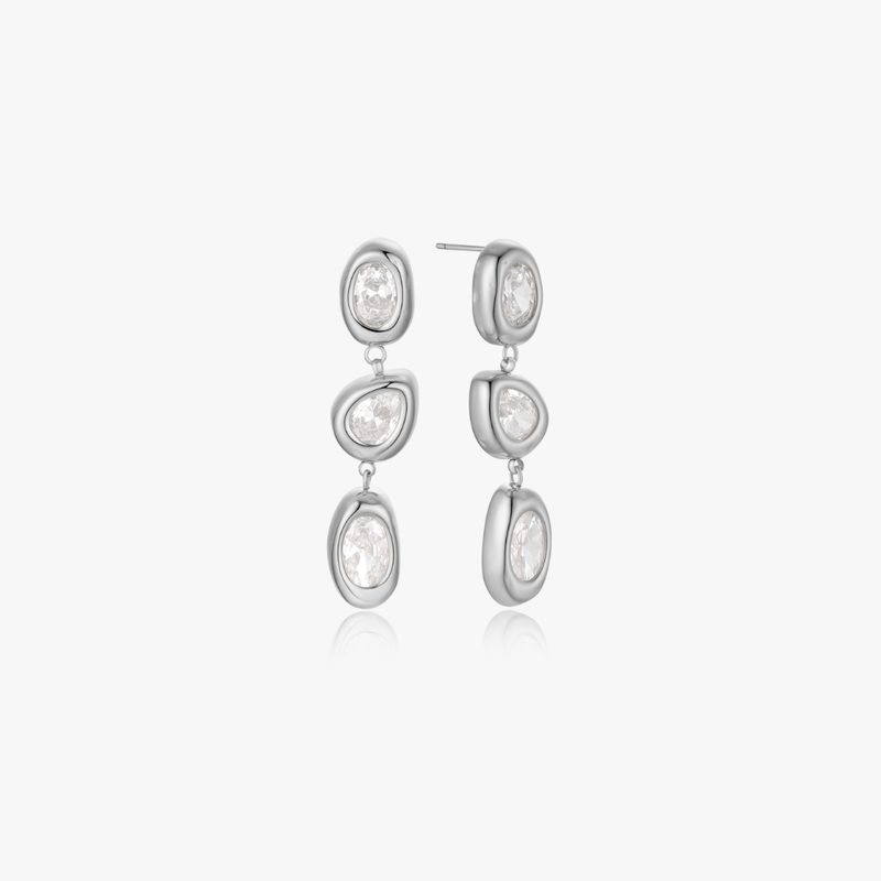 Silver Lauren Multi Gem Drop Earrings