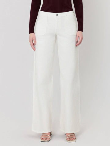 Vervet • Mid-Rise Wide Leg Jeans - White