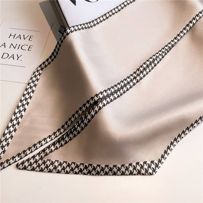 Narrow Ribbon Silk Scarf - Khaki