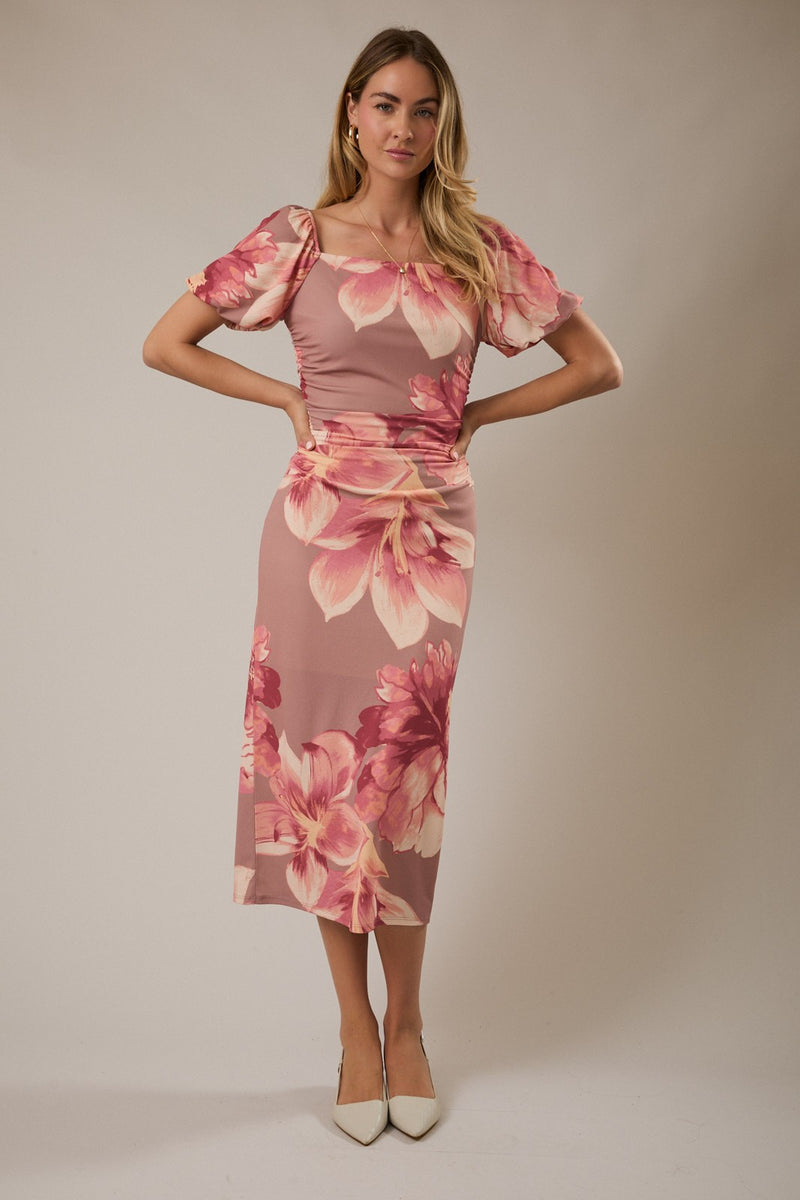 Floral Midi Dress - Mauve