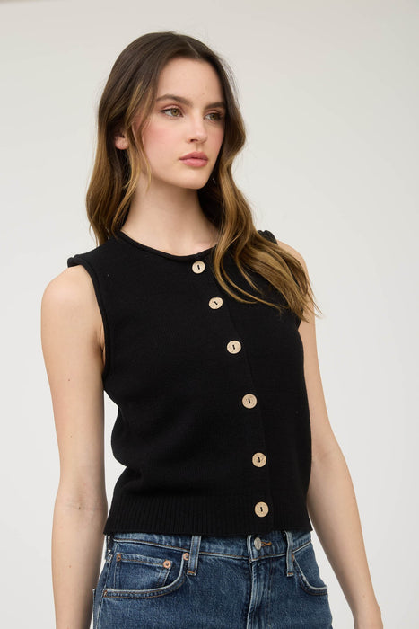 Button Down Vest - Black