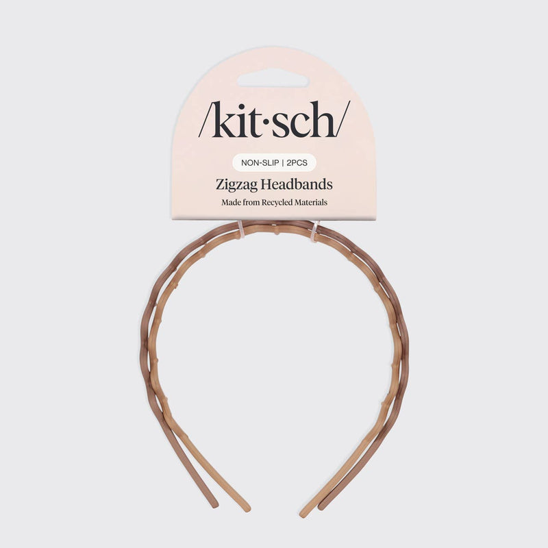 Kitsch • Plastic Zig Zag Headbands 2pc - Neutral
