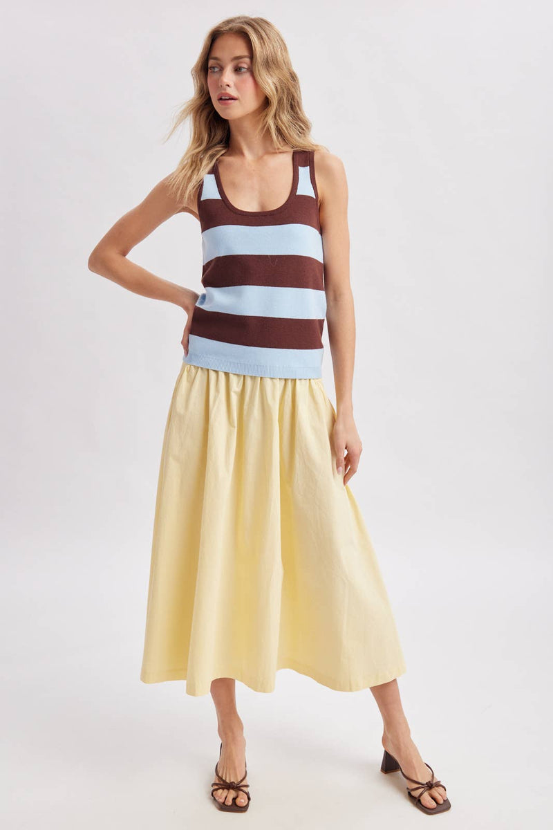 Striped Knit Tank - Sky Blue & Choco