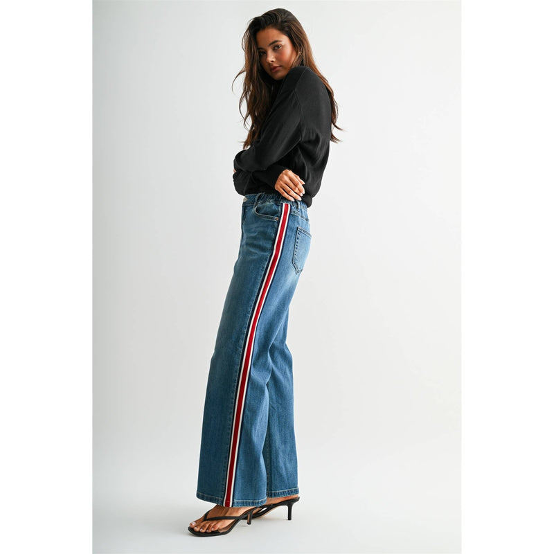 Mica Denim • High Rise Wide Joggers - Dusty Gumbo