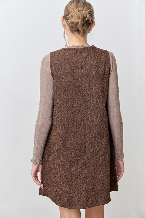 Leopard Print Mini Dress - Brown