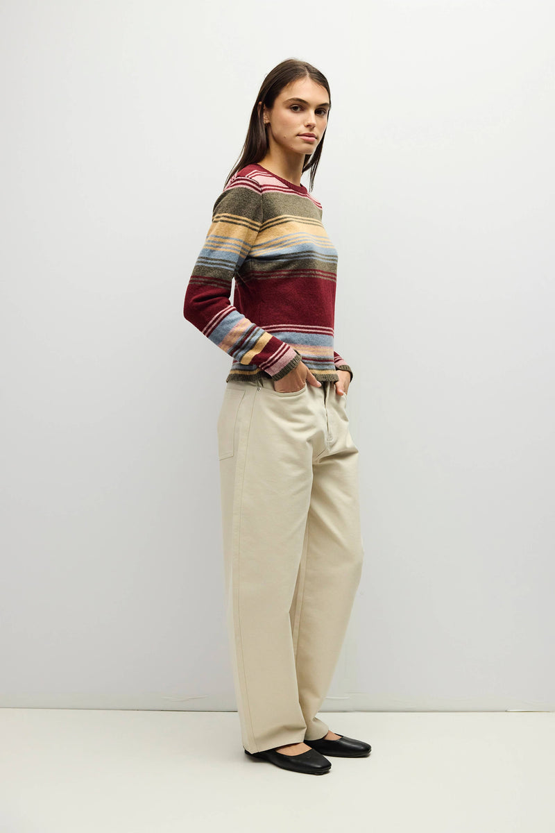 The Natasha Sweater | Multi Stripe Relaxed - Burgundy Multi