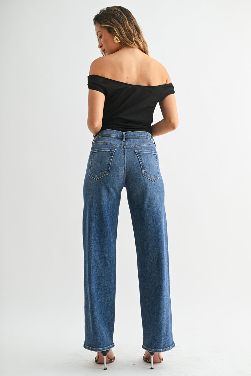 Just Black Denim • Loose Straight With Regular Hem - Medium Denim