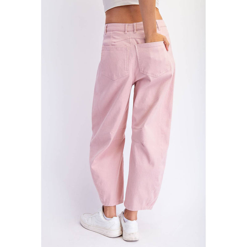 Cotton Twill Barrel Pant - Pink