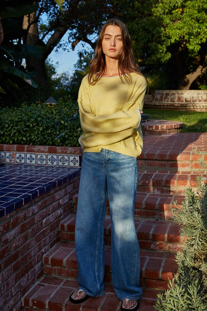 Sweater - Yellow w/ Blue Collar