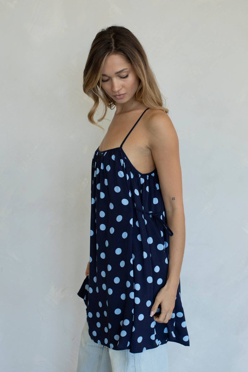 Polka Dot Mini Dress - Midnight