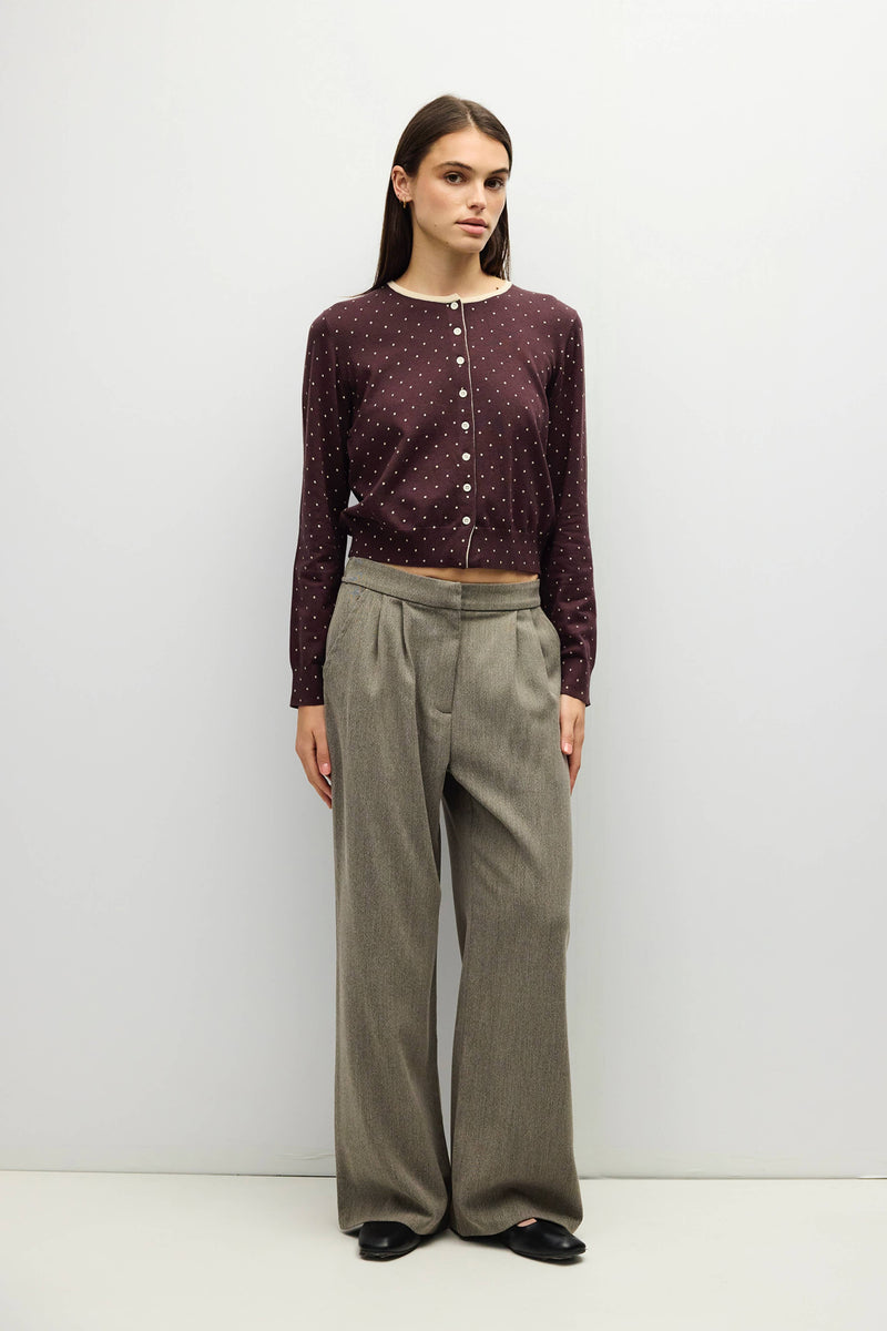 The Caroline Cardigan | Polka Dot Cardigan - Brown