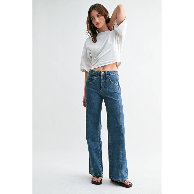 Mica Denim • High-Rise Wide Leg Jeans - Chathams Sea