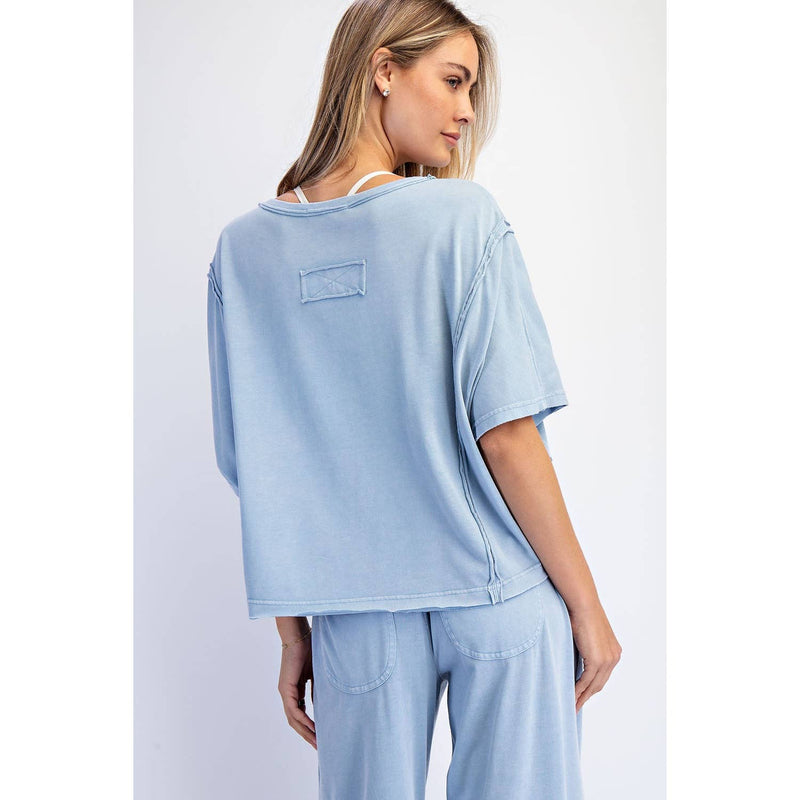 Mineral Washed Oversized Tee - Blue