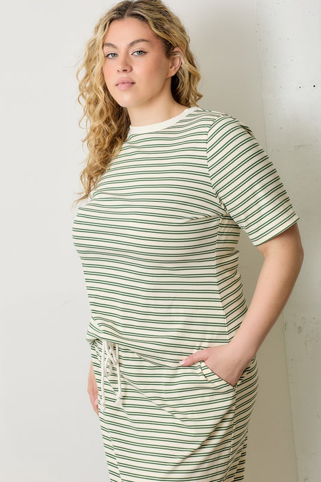 Striped Tee - Cream & Green