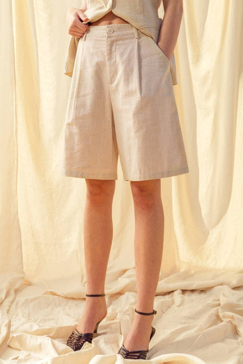 Bermuda Linen Shorts - Oatmeal