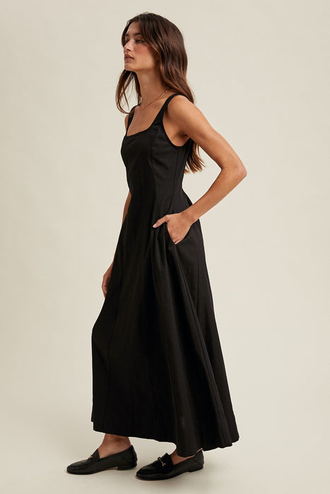 A Line Midi Dress - Black