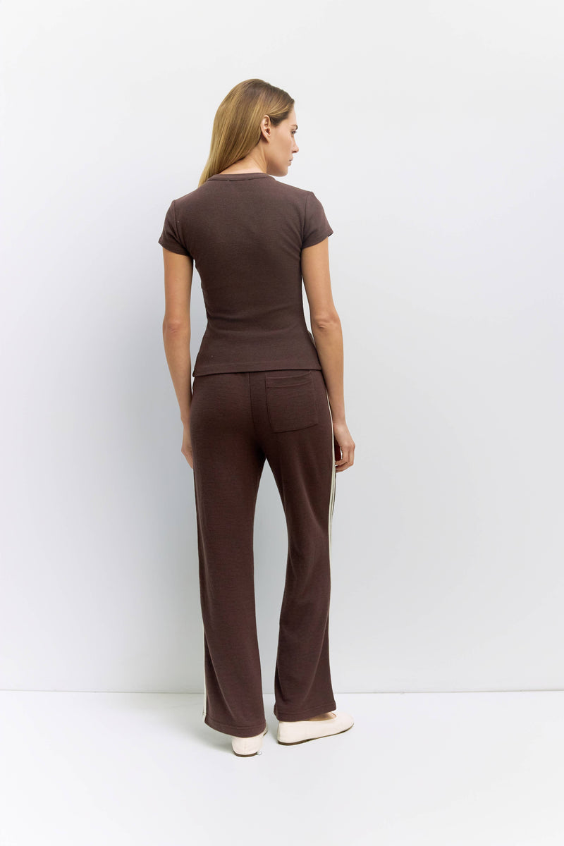 The Enzo Pants | Women's Wide-Leg Thermal Sport Pants - Brown