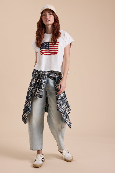 Flag Cotton Top - White