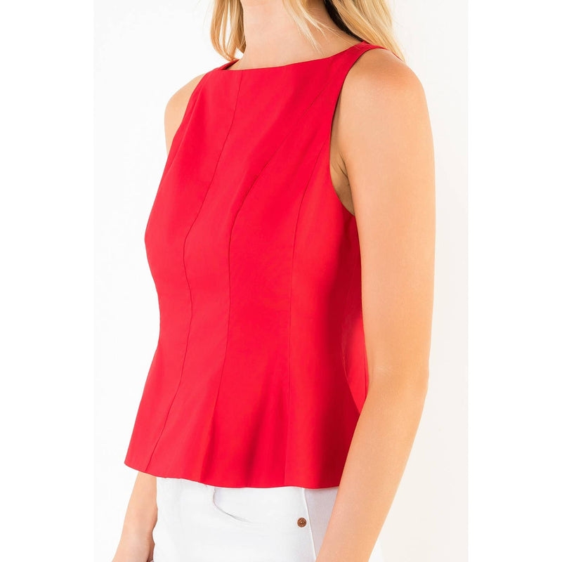 Sleeveless Peplum Top - Red
