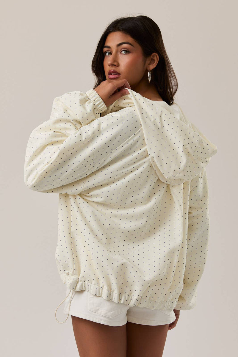 Hooded Jacket - Cream & Light Blue