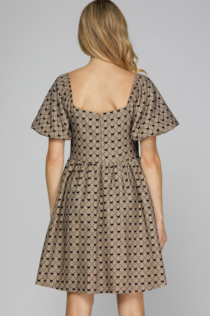 Bow Woven Dress - Taupe