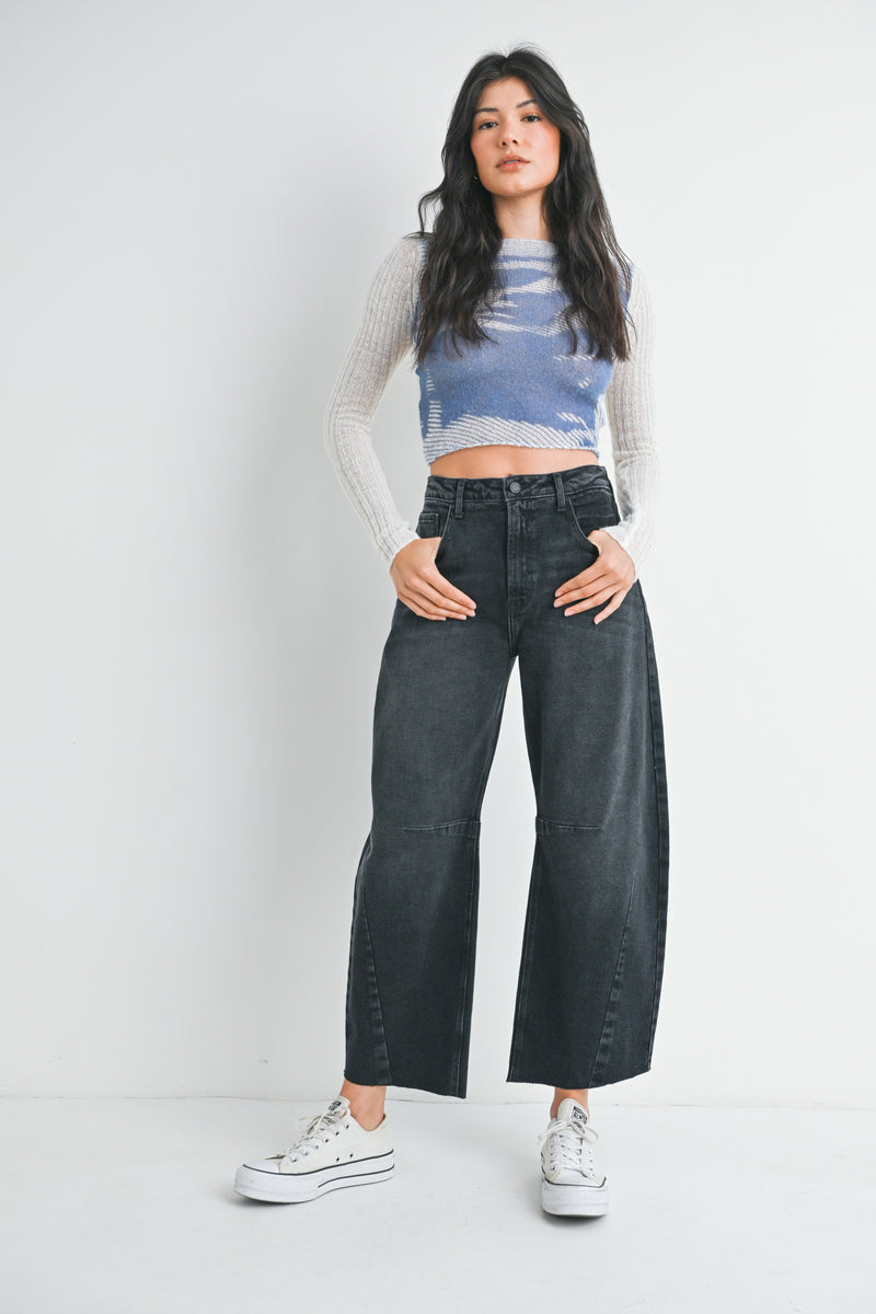 Just Black Denim • Barrel Jean With Seams - Washed Black