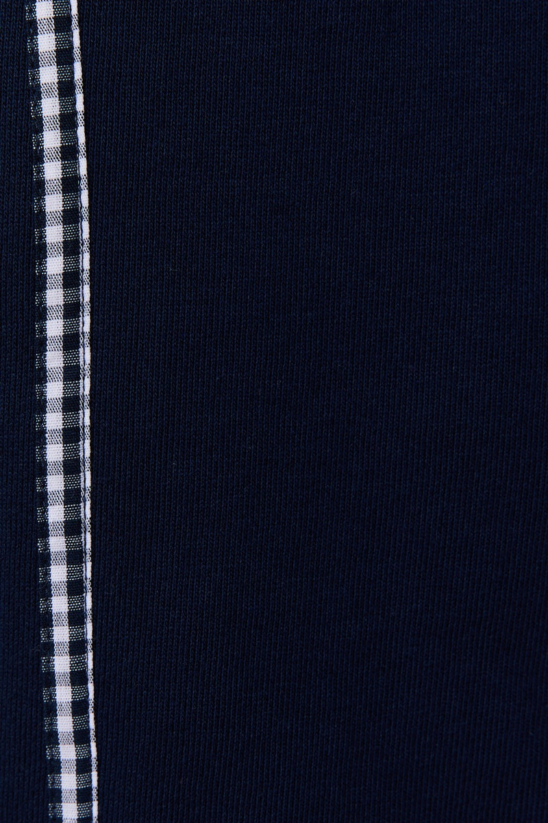 High Waist Gingham Contrast Sweatshorts - Navy