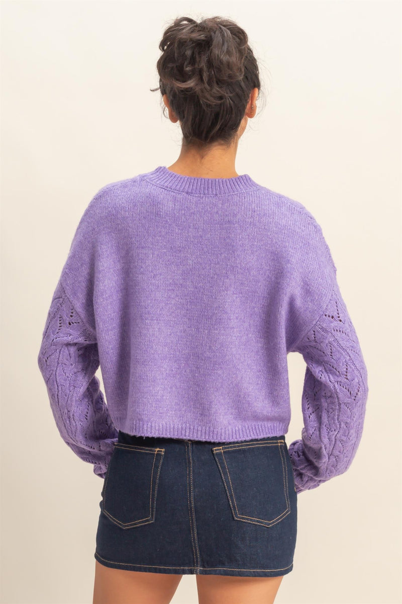 Cable Sweater - Iris Purple