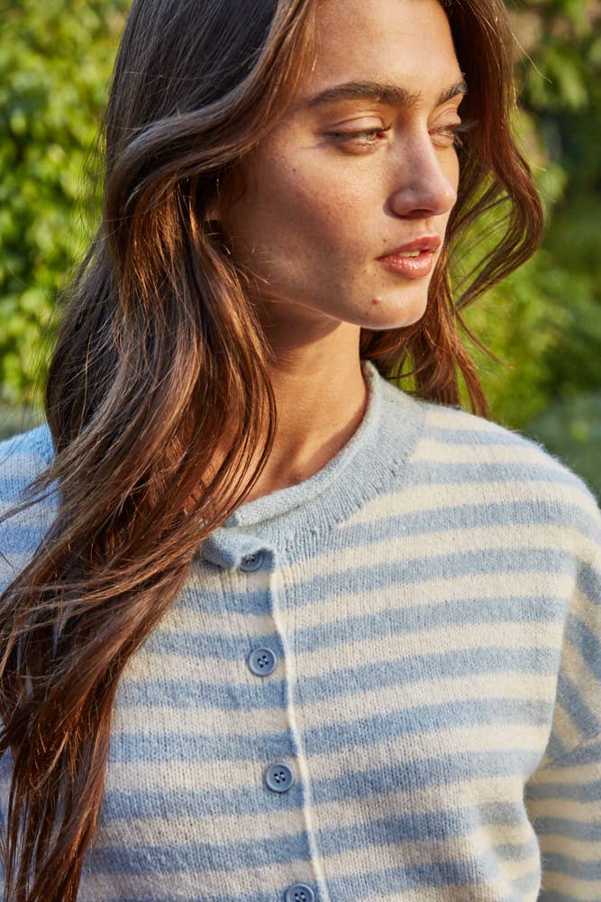 Stripe Cardigan - Light Blue