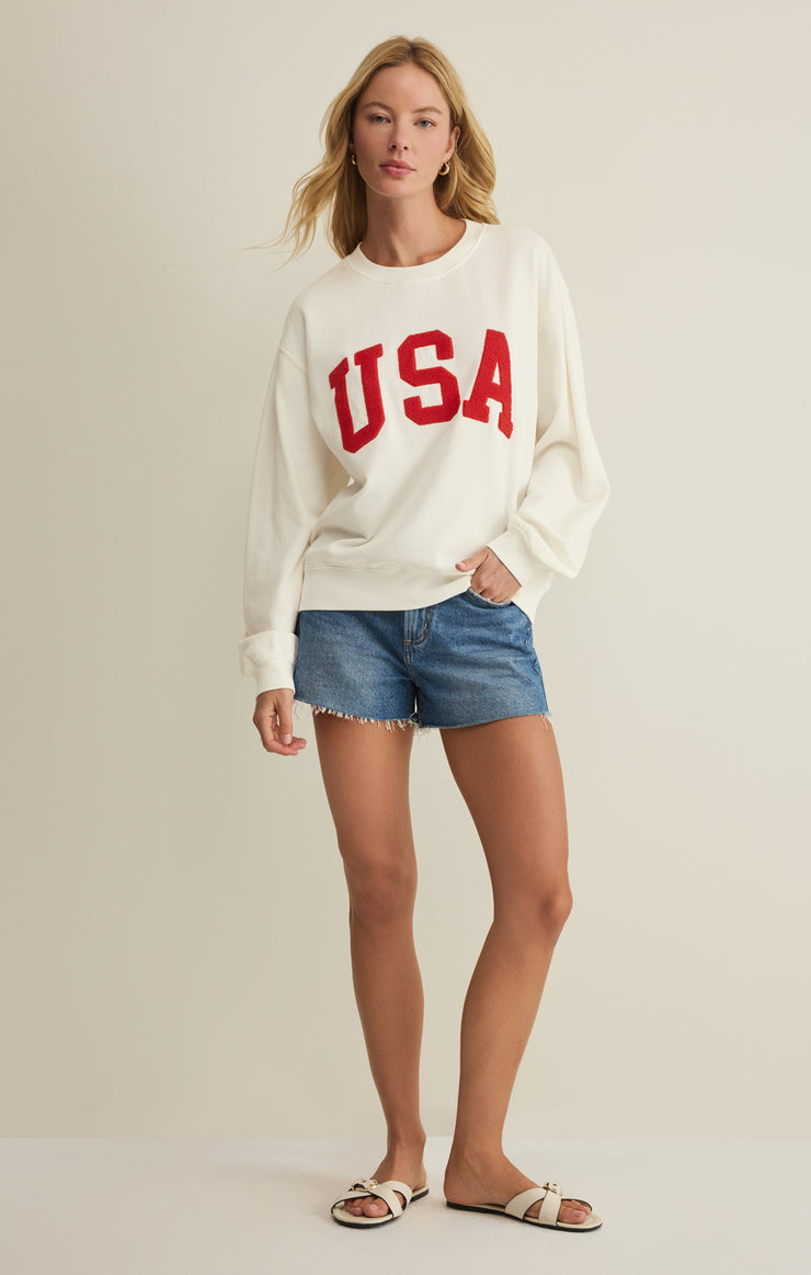 Z Supply • USA Boyfriend Sweatshirt - Sea Salt