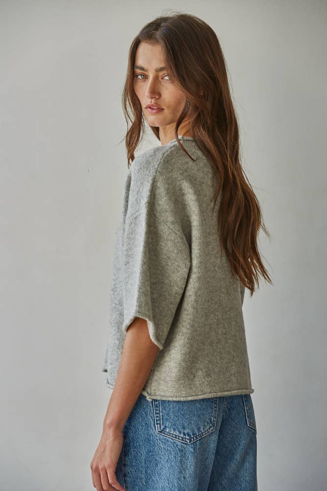 Sweater Cardigan - Heather Grey