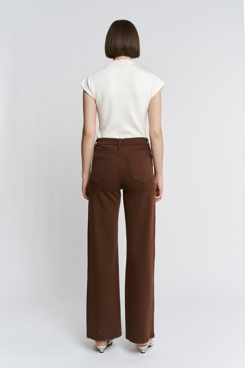 High Rise Wide Leg -Brown