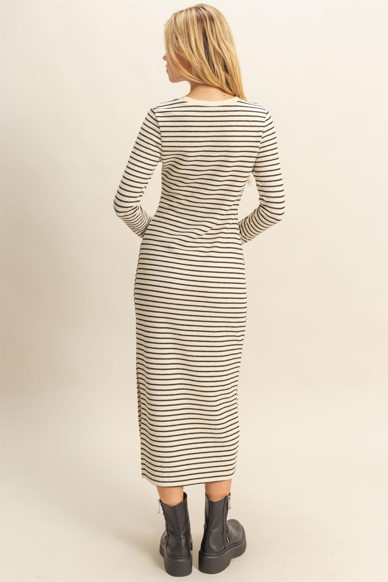 Striped Midi Dress - Cream