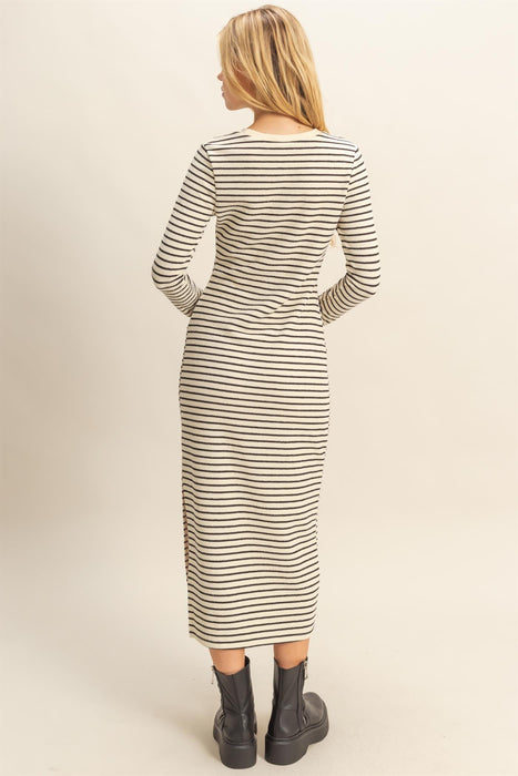 Striped Midi Dress - Cream
