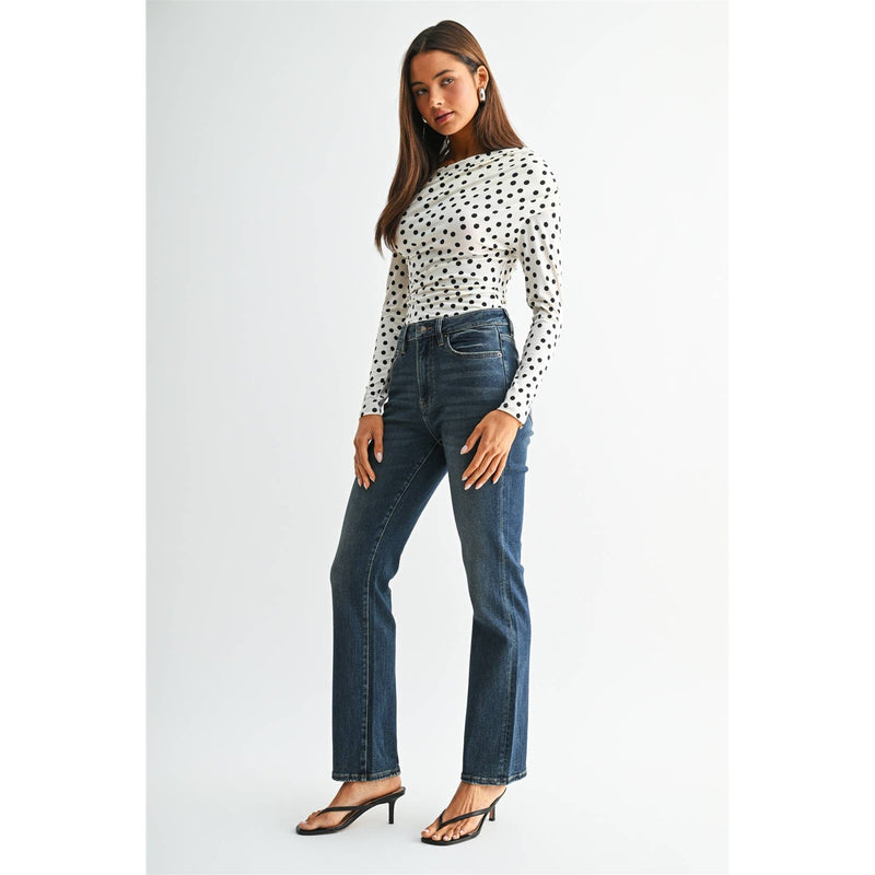 Mica Denim • High Rise Straight Jeans - Bahama Navy