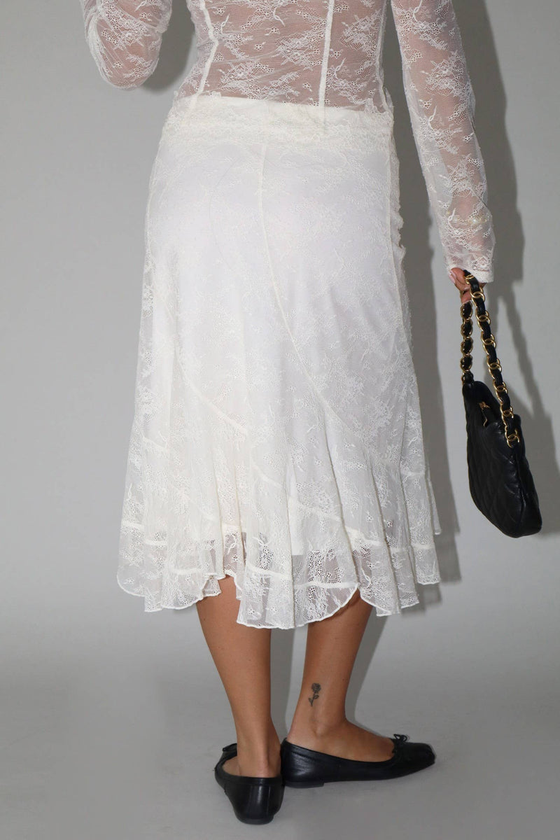 Lace Midi Skirt - Cream